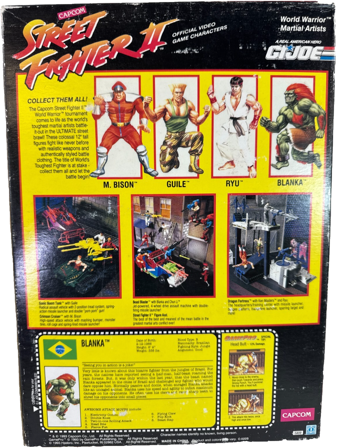 GI Joe Street Fighter II Blanka 12" Figure 1993 Hasbro NIB Beast Blaster Capcom