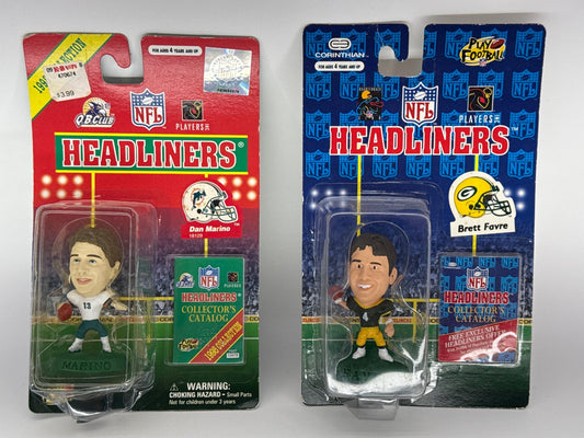 NFL Headliners Dan Marino Brett Favre 1998 1996 Sealed Figures Lot QB Club