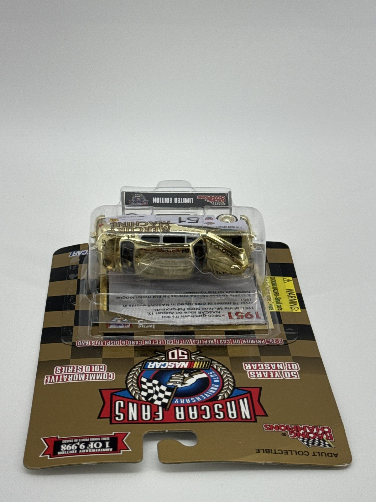 Vintage NASCAR Die Cast Car Mercury Machine Gold Series 50th Anniversary Limited