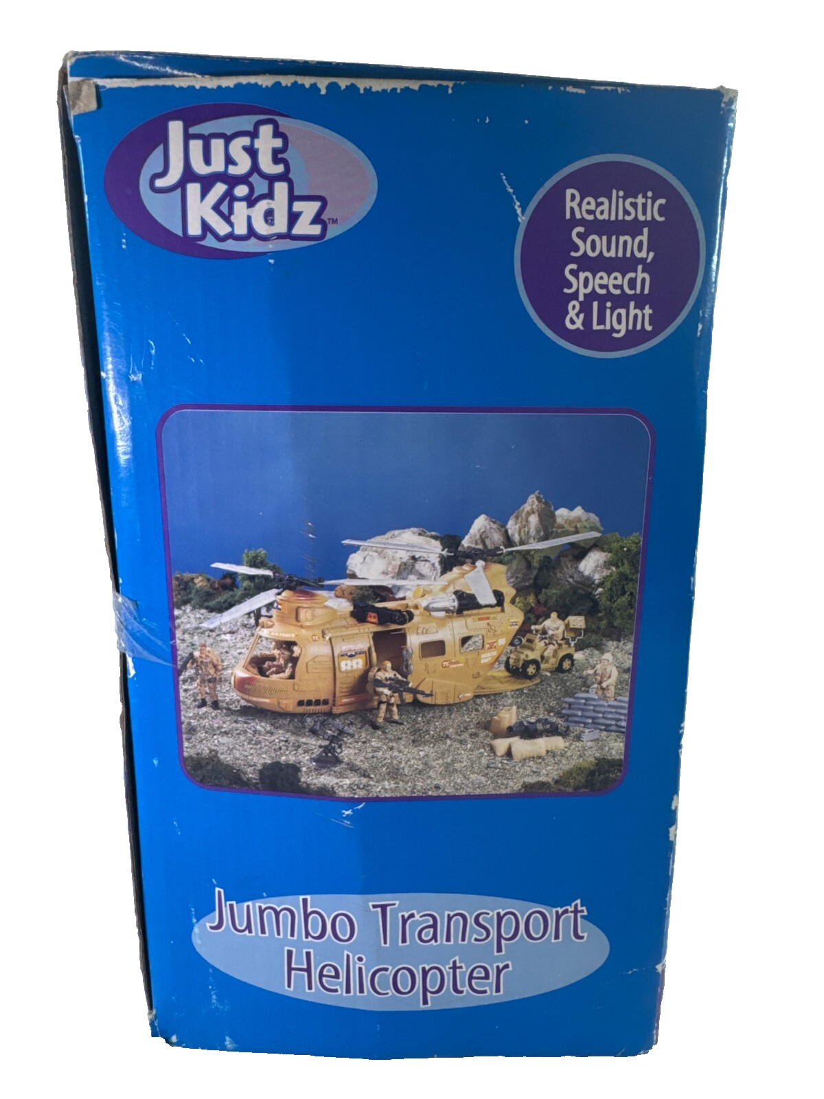 Just Kidz Jumbo Transport Helicopter Playset 19pc Lights Sounds Action Figs MIB