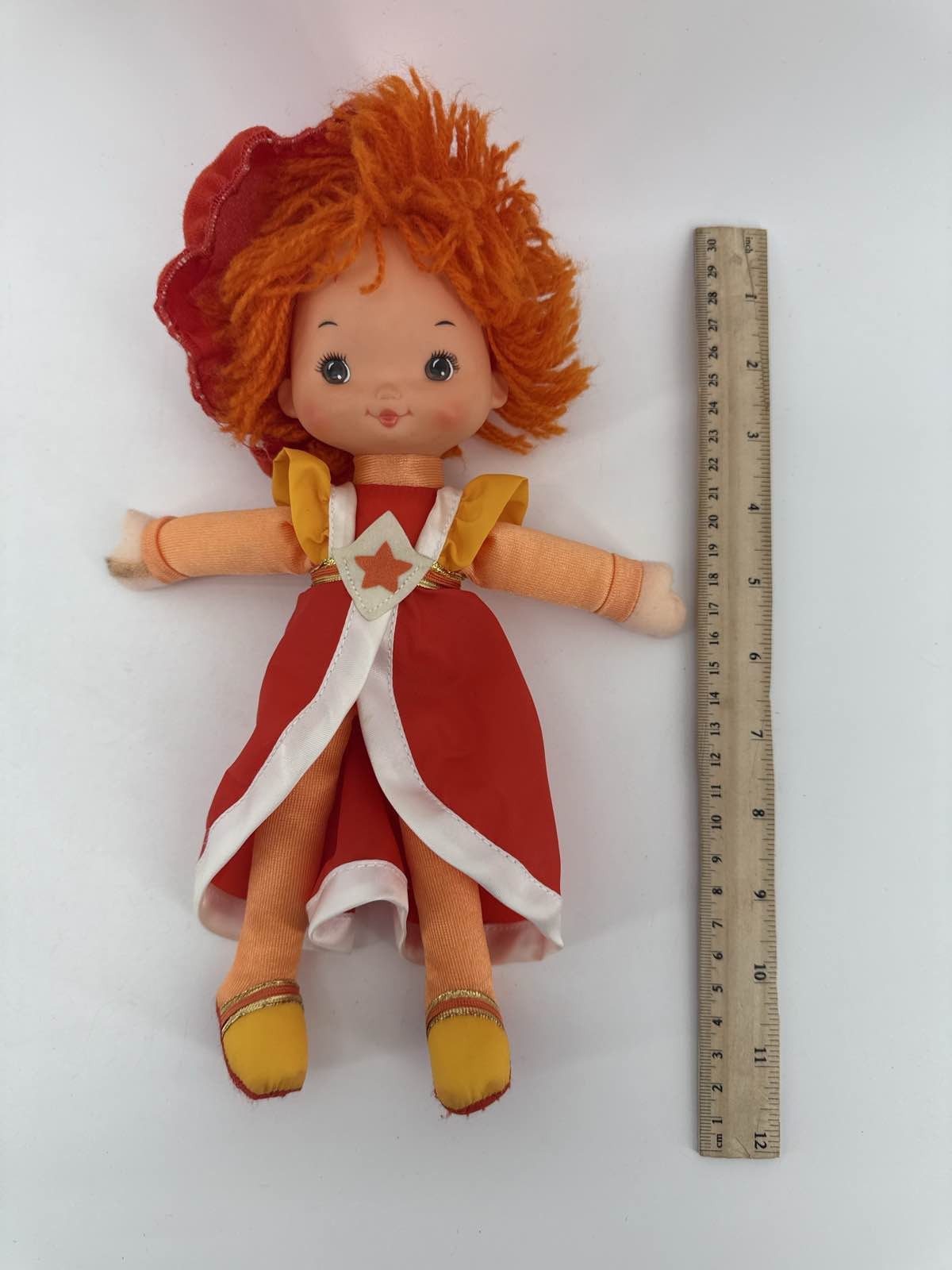 1983 Rainbow Brite LaLa Orange 10" Doll Plush Hallmark Mattel Red Dress