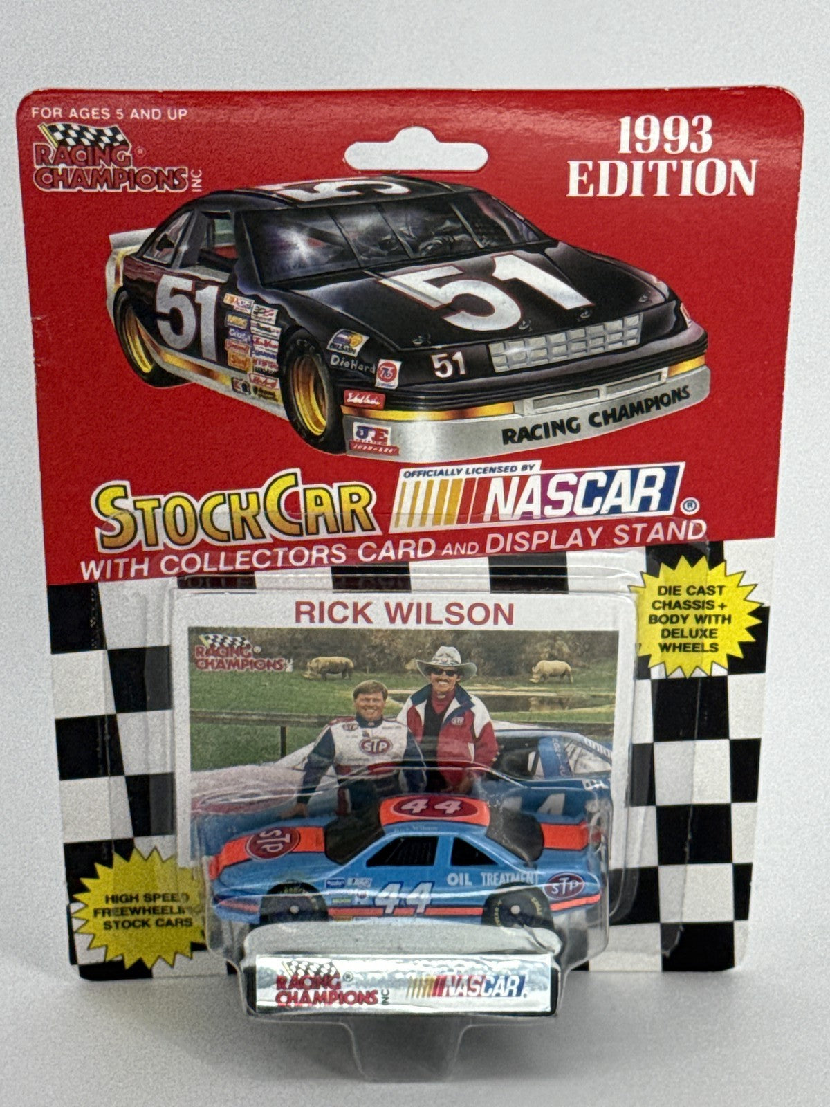 1993 Racing Champions NASCAR #44 Rick Wilson Stock Car 1:64 Diecast w/Card