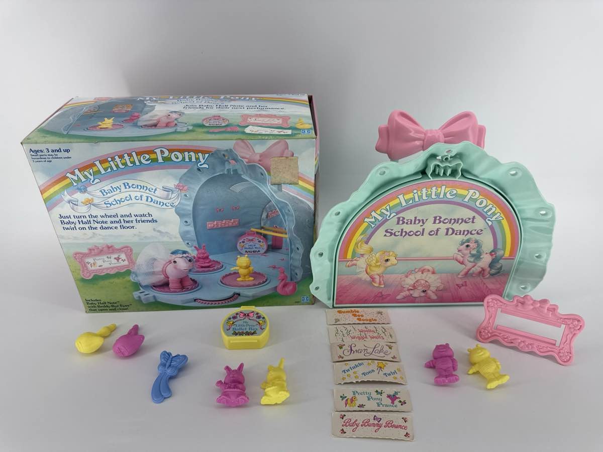 1986 Hasbro My Little Pony G1 Baby Bonnet School of Dance Playset & Box
