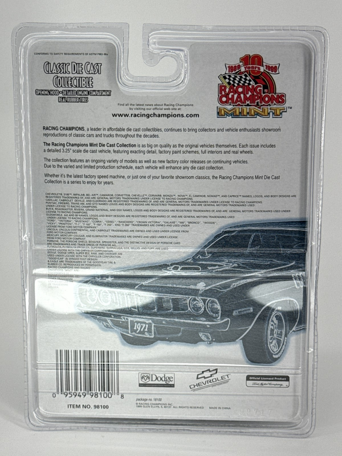 Racing Champions Mint 1998 '58 Ford Edsel Black 1:64 Diecast 1 of 9,999