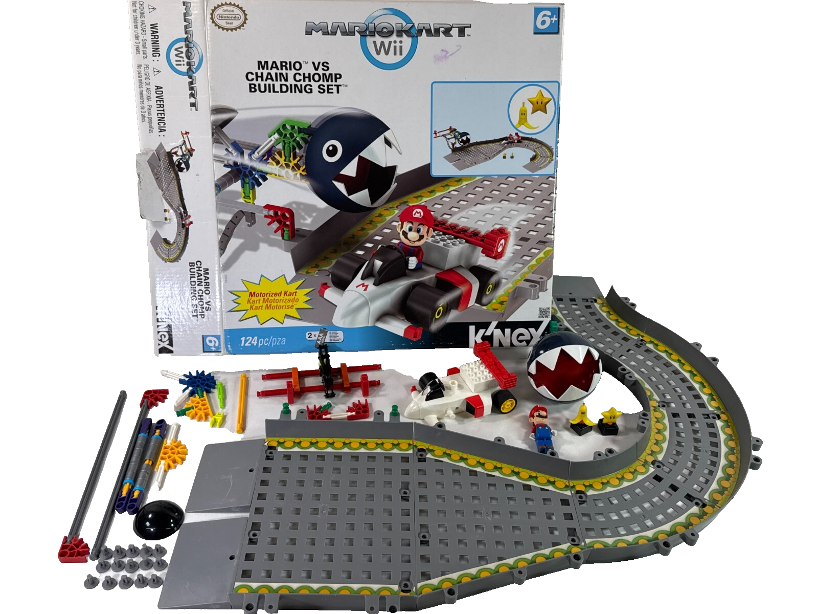 K'NEX Mario Kart Wii Mario vs Chain Chomp Building Set Incomplete Fair w/ Box