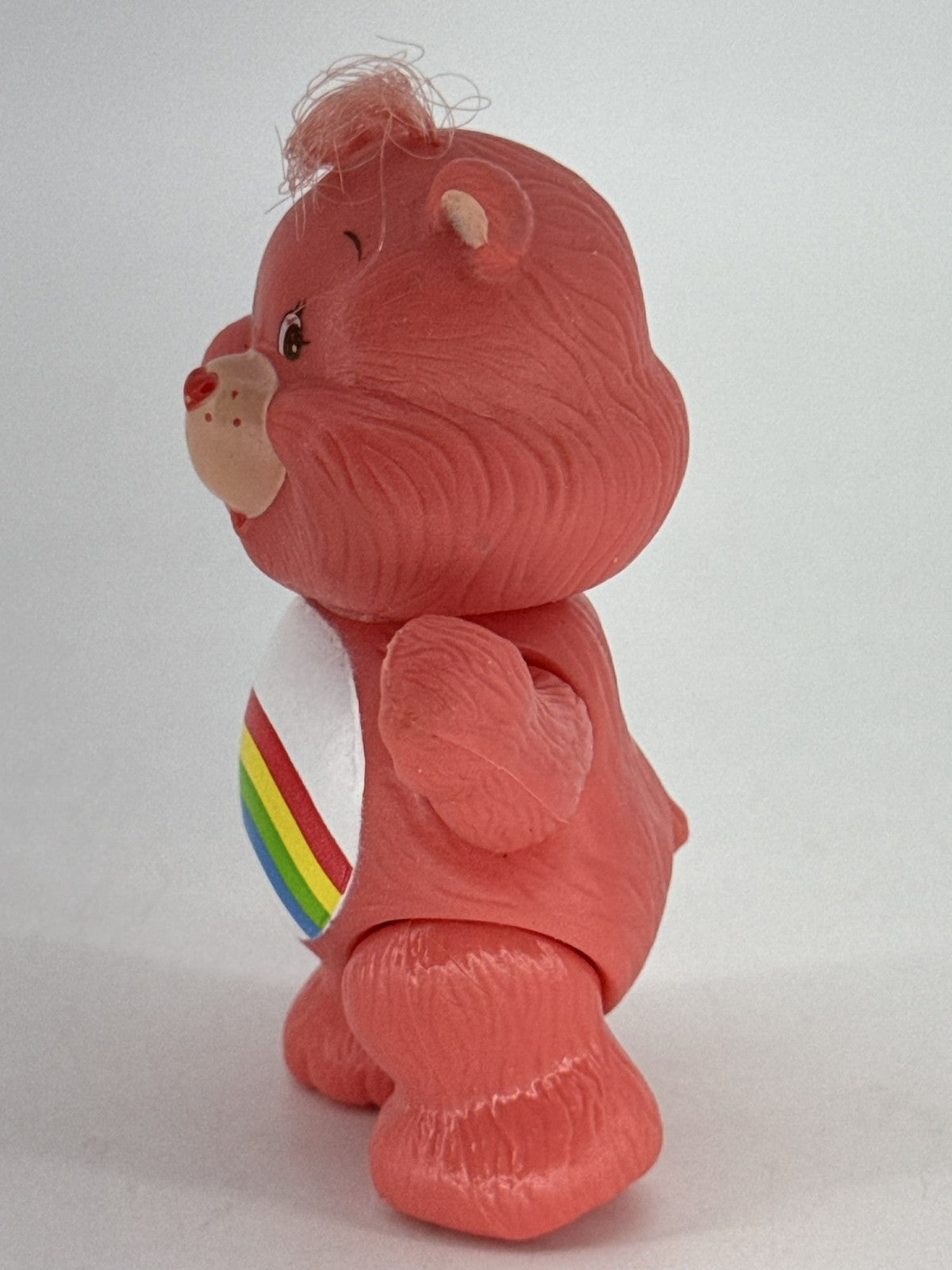 1983 Kenner Care Bears Cheer Bear Poseable PVC Figure Pink Rainbow 3.5
