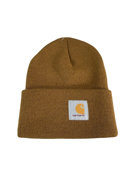 Carhartt Hat Beanie Fitted Mens One Size Brown Knit Cuffed Workwear Winter