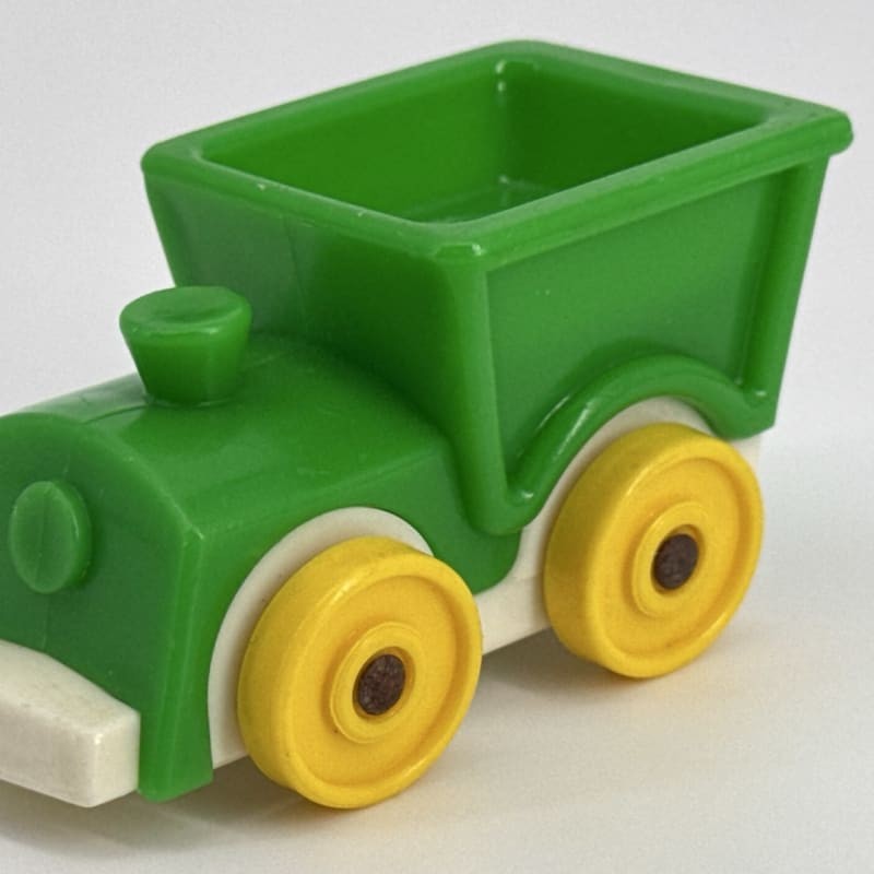 Fisher Price Little People Green Train Engine Yellow Wheels Toy