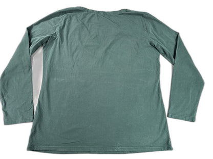 SMALLSHOW Crewneck Long Sleeve Top Womens XL Dark Green Cotton Regular Fit Slim