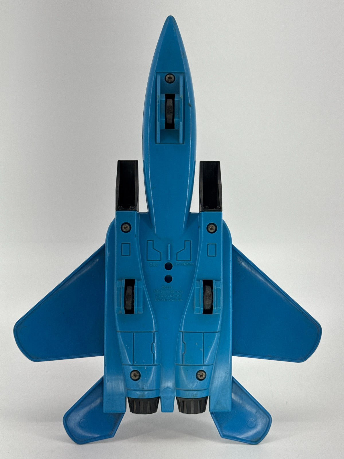 1982 Fisher-Price Turbo Hawk Jet Fighter Blue Toy Vintage 367 Quaker Oats Co.