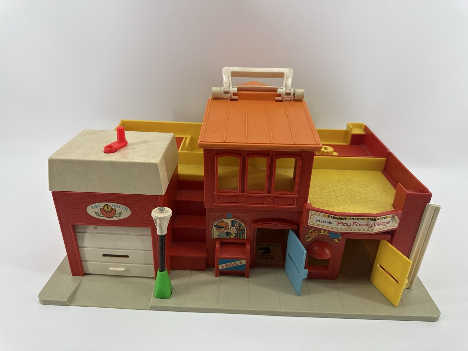 1973 Fisher Price Little People Village Fire House Post Office