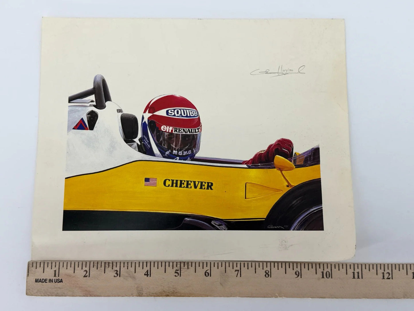 Cheever F1 Print Cademartori Signed 123 500 Renault Vintage Racing Art USA NWT