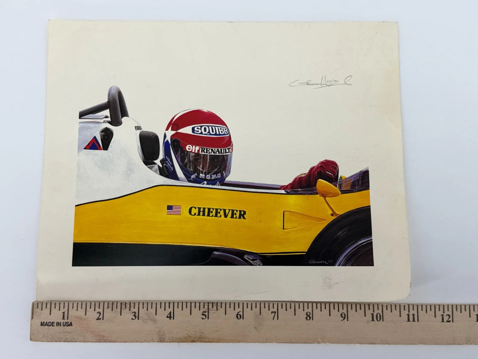 Cheever F1 Print Cademartori Signed 123 500 Renault Vintage Racing Art USA NWT