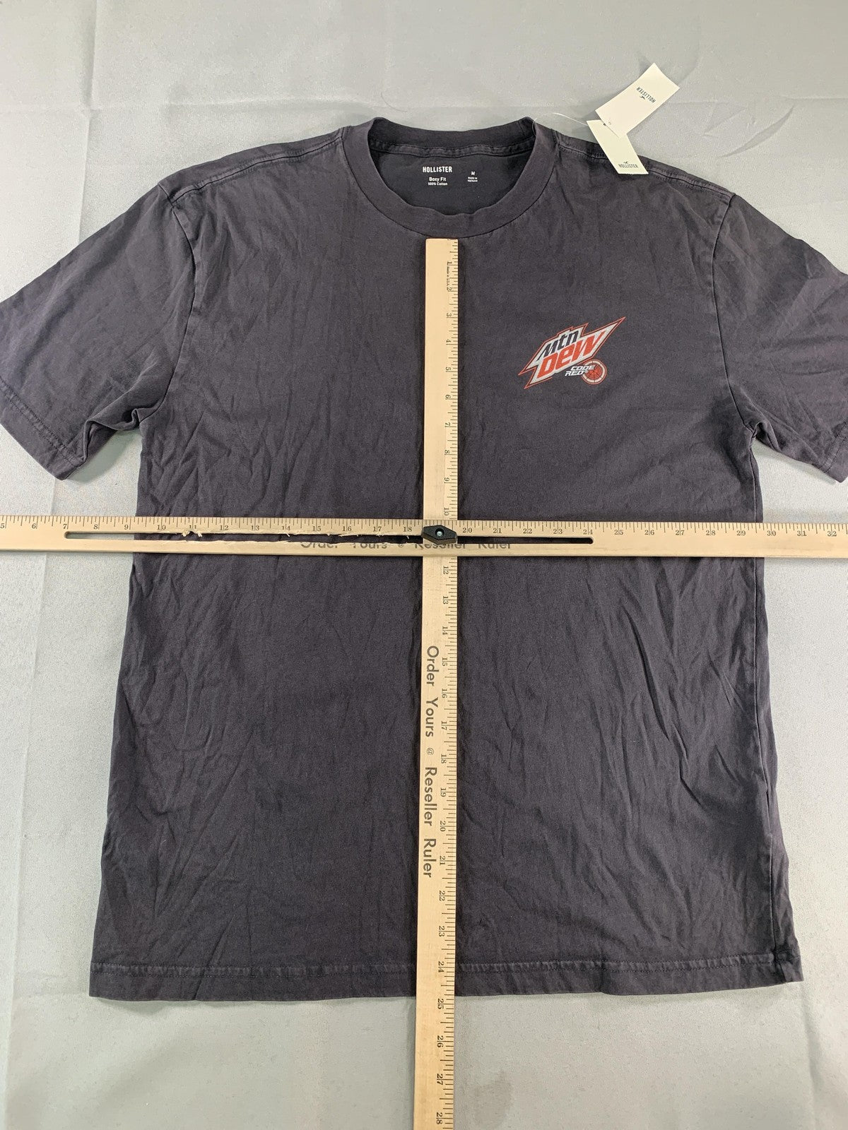 Hollister Mountain Dew Code Red Shirt Mens Medium Black Graphic Tee Boxy Fit