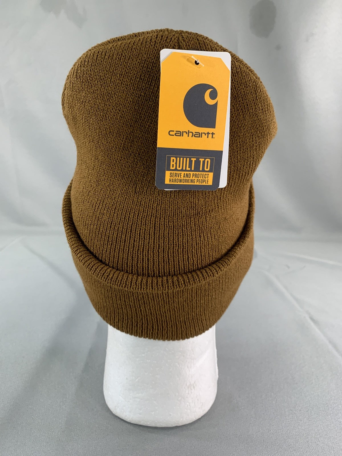 Carhartt Hat Beanie Fitted Mens One Size Brown Knit Cuffed Workwear Winter