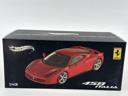 Hot Wheels Elite Ferrari 458 Italia Red 1:43 Diecast Model Car Limited Edition