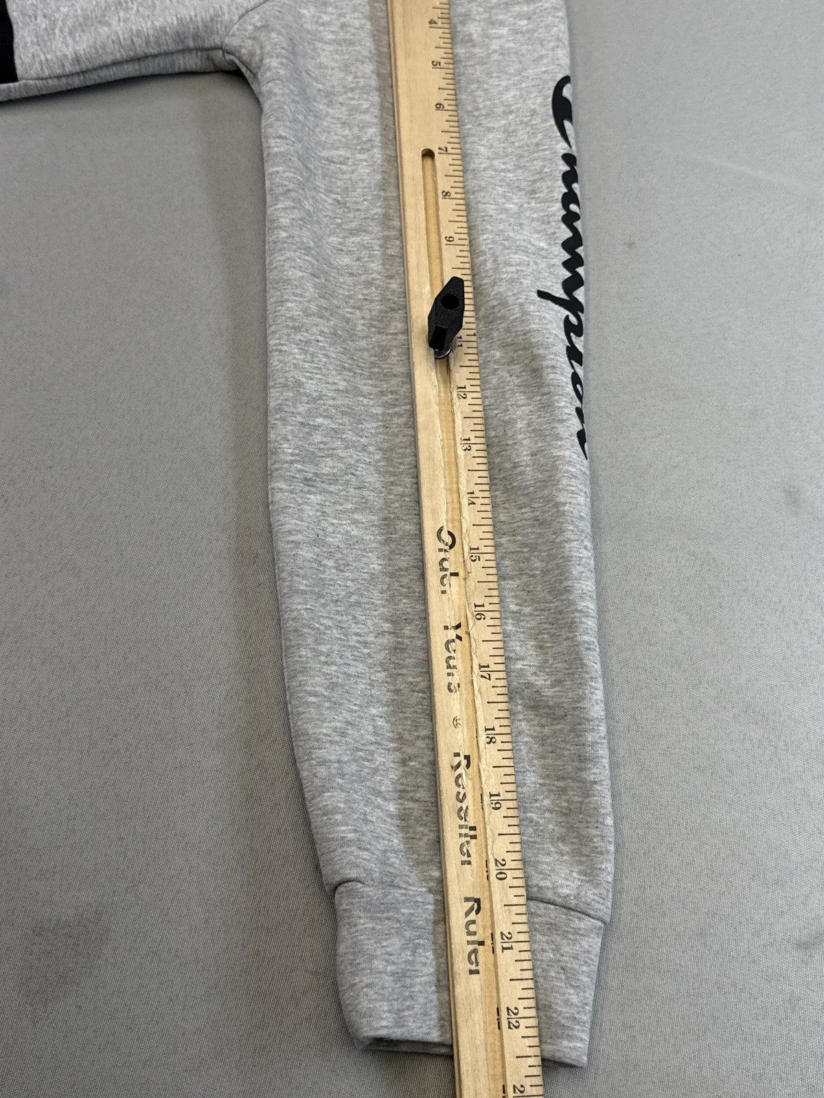 Champion Zip Hoodie L (14/16) Gray/Black Cotton Blend Regular Fit All Over