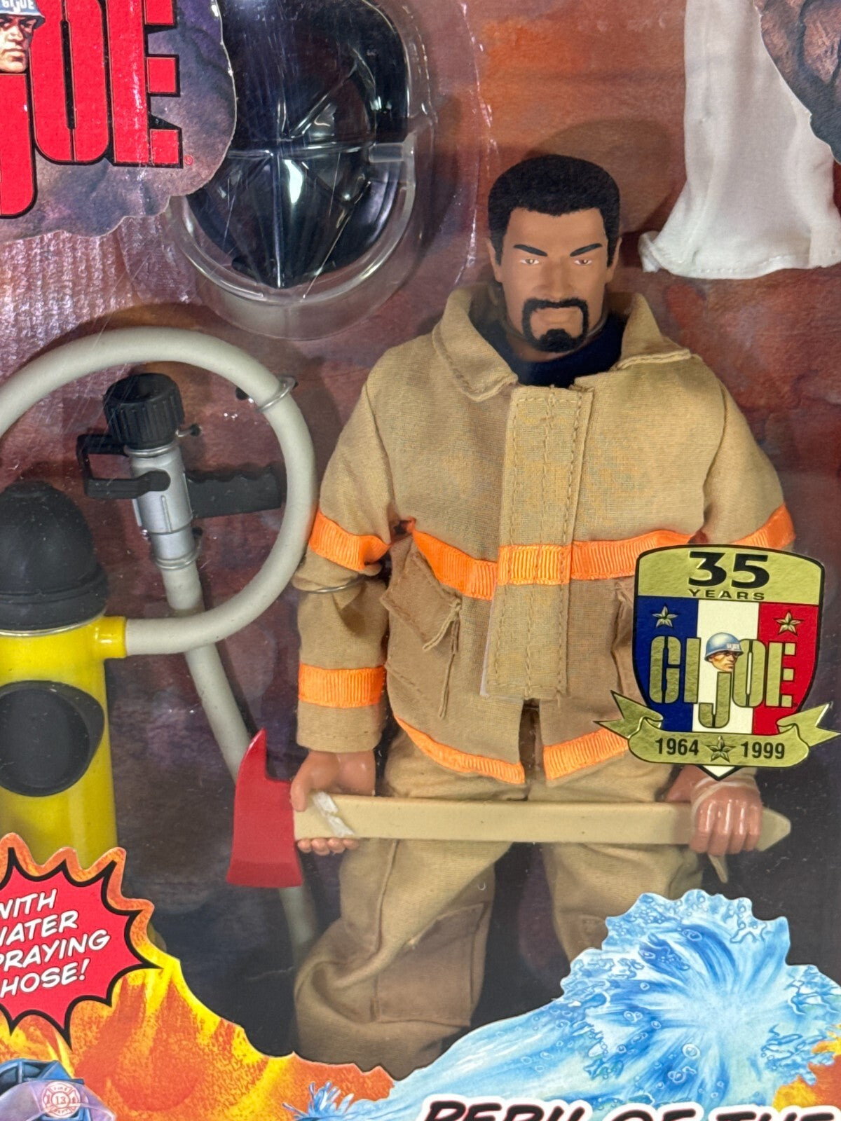 GI Joe 1999 Adventures Peril of Raging Inferno Firefighter 12" NIB Hasbro