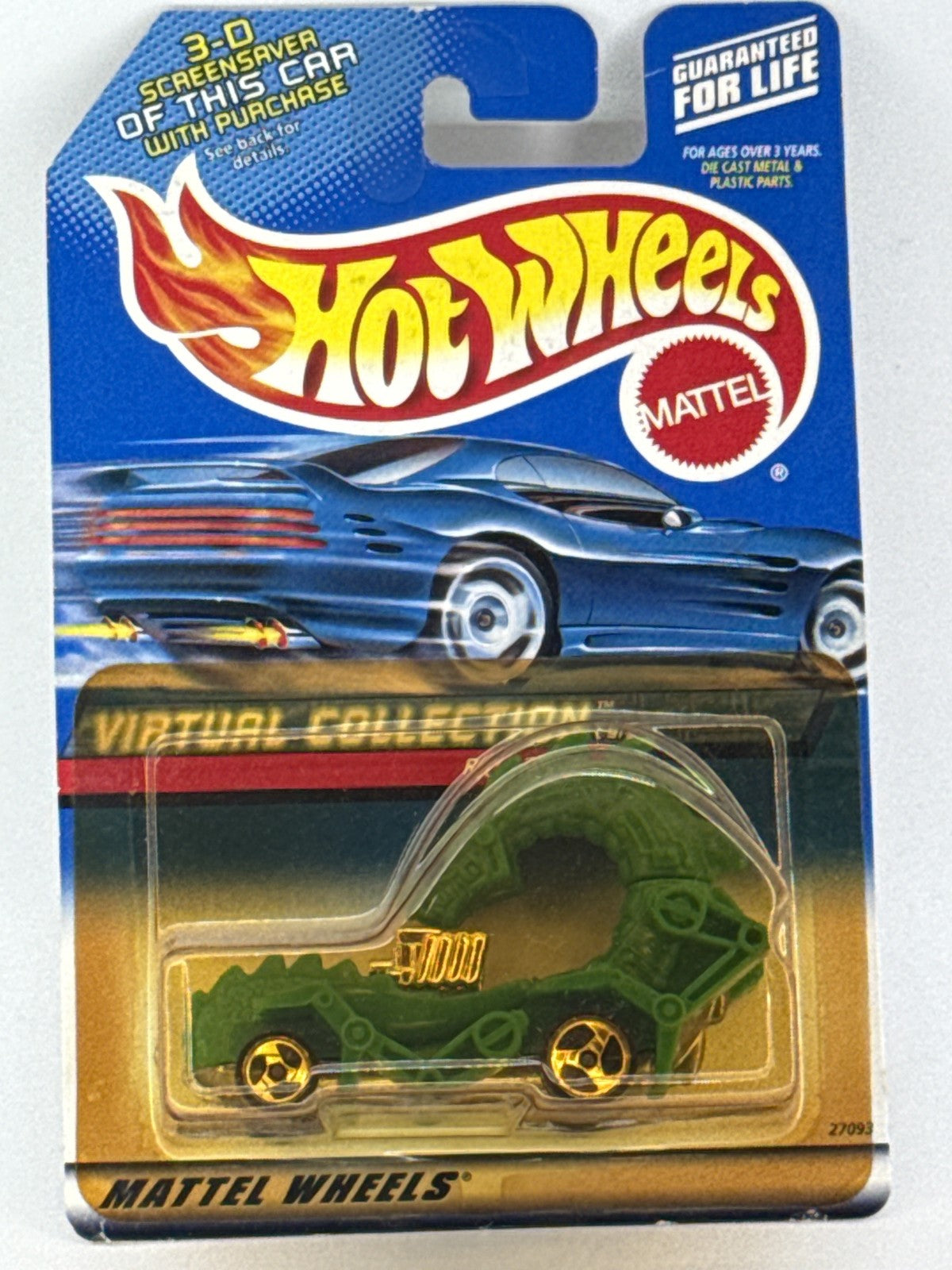 Vintage Hot Wheels RODZILLA Virtual Collection 2000 Green Gold Diecast Car New