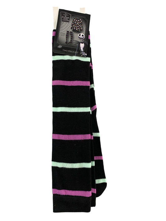 Disney Nightmare Before Christmas Socks Womens One Size Black Striped Knee High