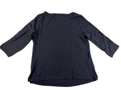 KAREN SCOTT Long Sleeve Crew Neck Top Mens 0X Black Regular Fit Snaps