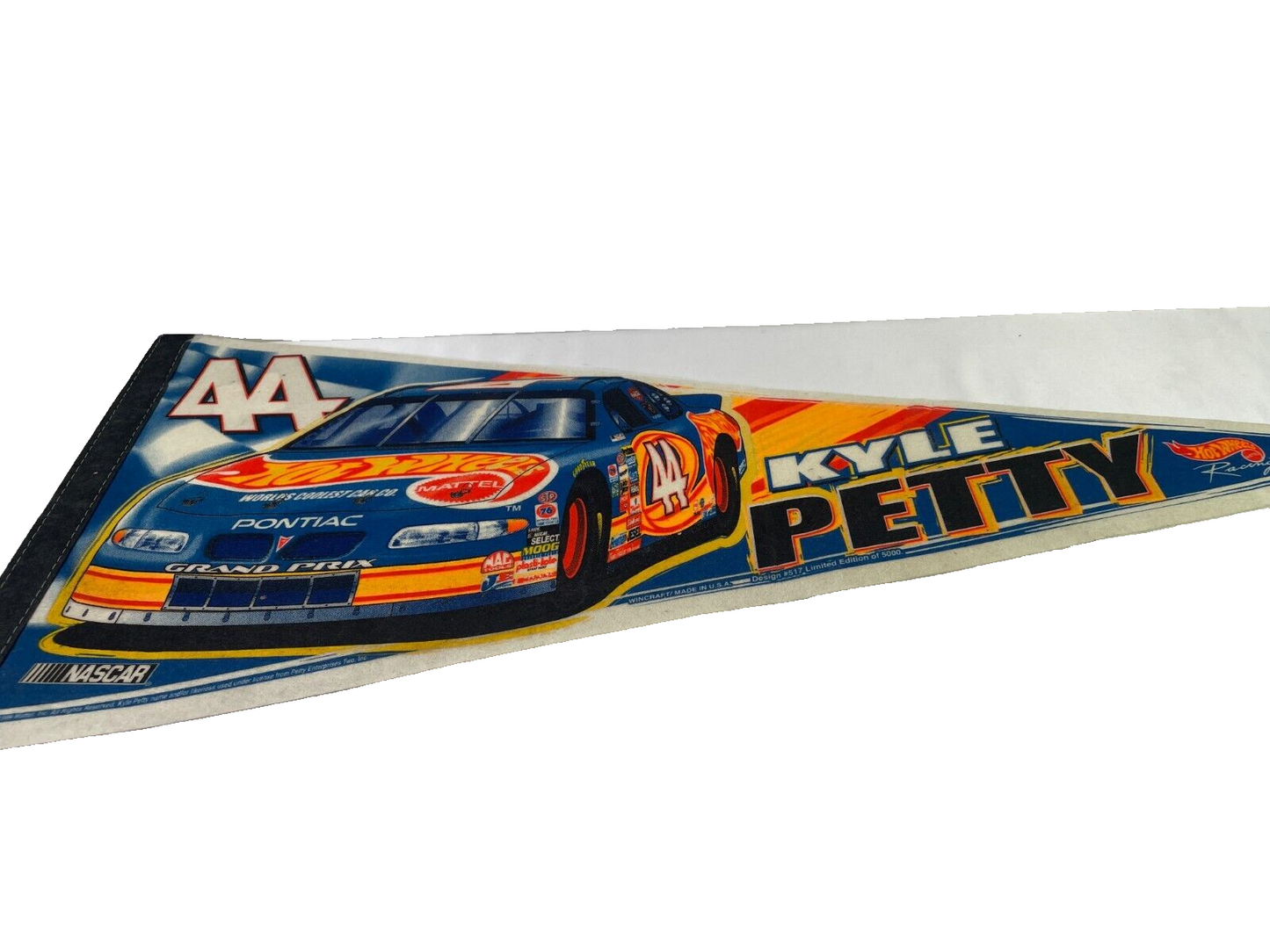 Vintage Hot Wheels Kyle Petty #44 NASCAR Pennant – Rare Racing Collectible!