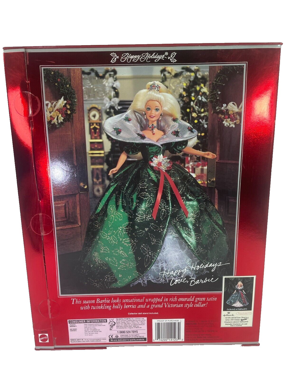 1995 Happy Holidays Barbie Doll Special Edition Green Gown Mattel Collectible
