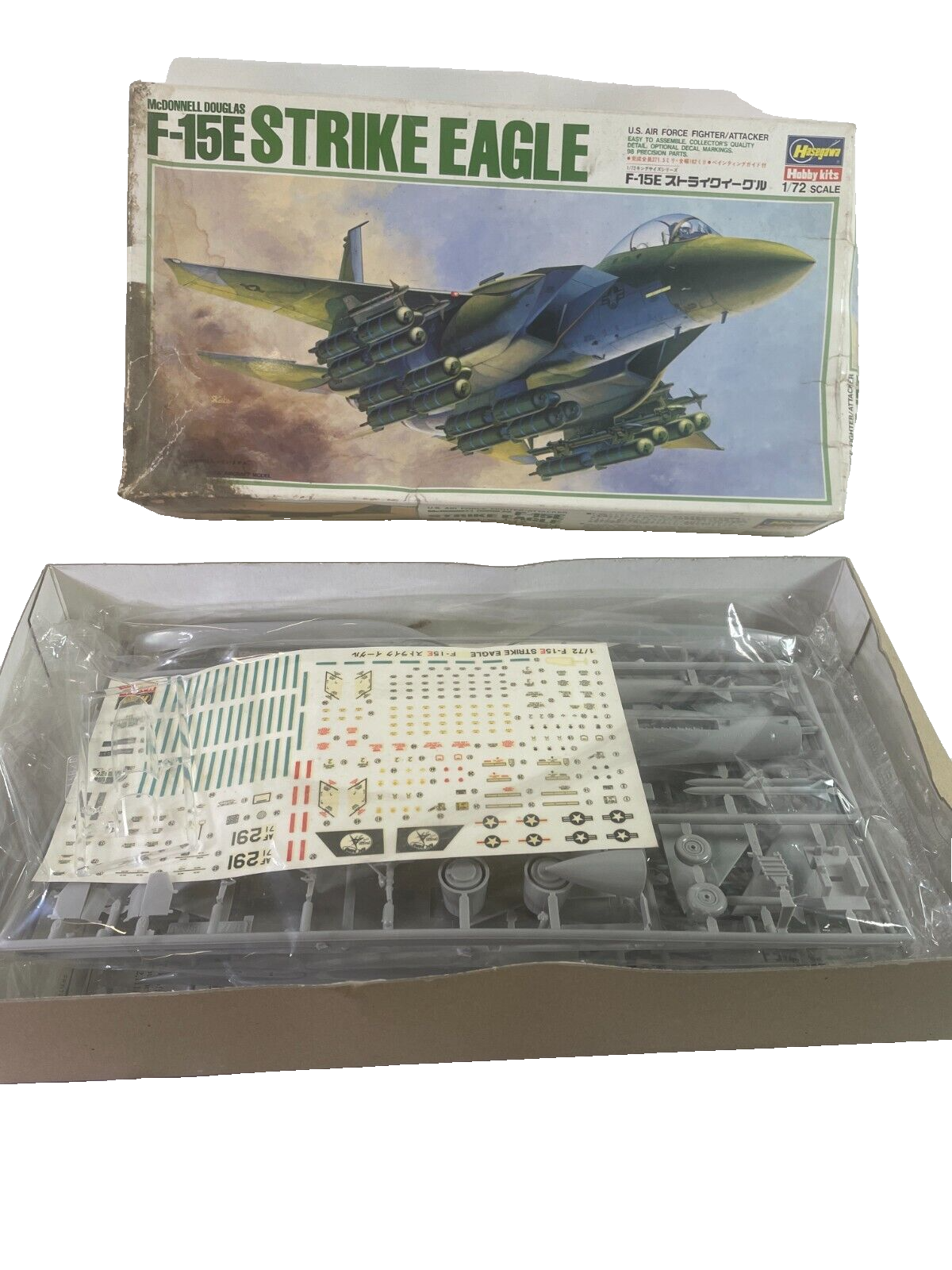 1/72 Hasegawa McDonnell Douglas F-15E Strike Eagle Fighter Model Kit Vintage