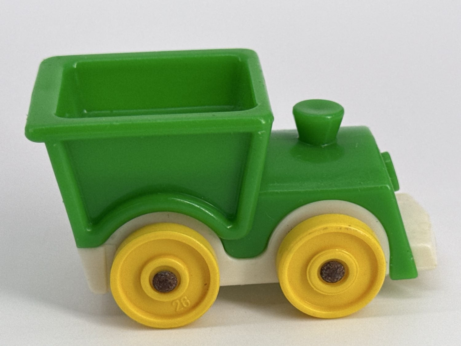 Fisher Price Little People Green Train Engine Yellow Wheels Toy