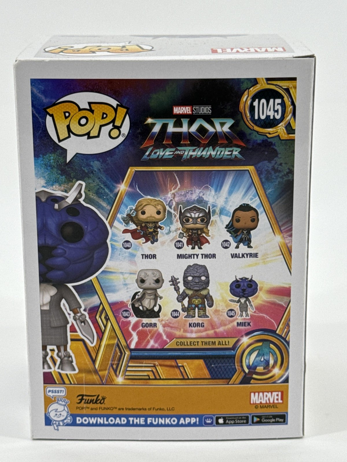 Funko Pop Marvel Thor Love And Thunder Miek #1045 Vinyl Bobblehead Purple Figure