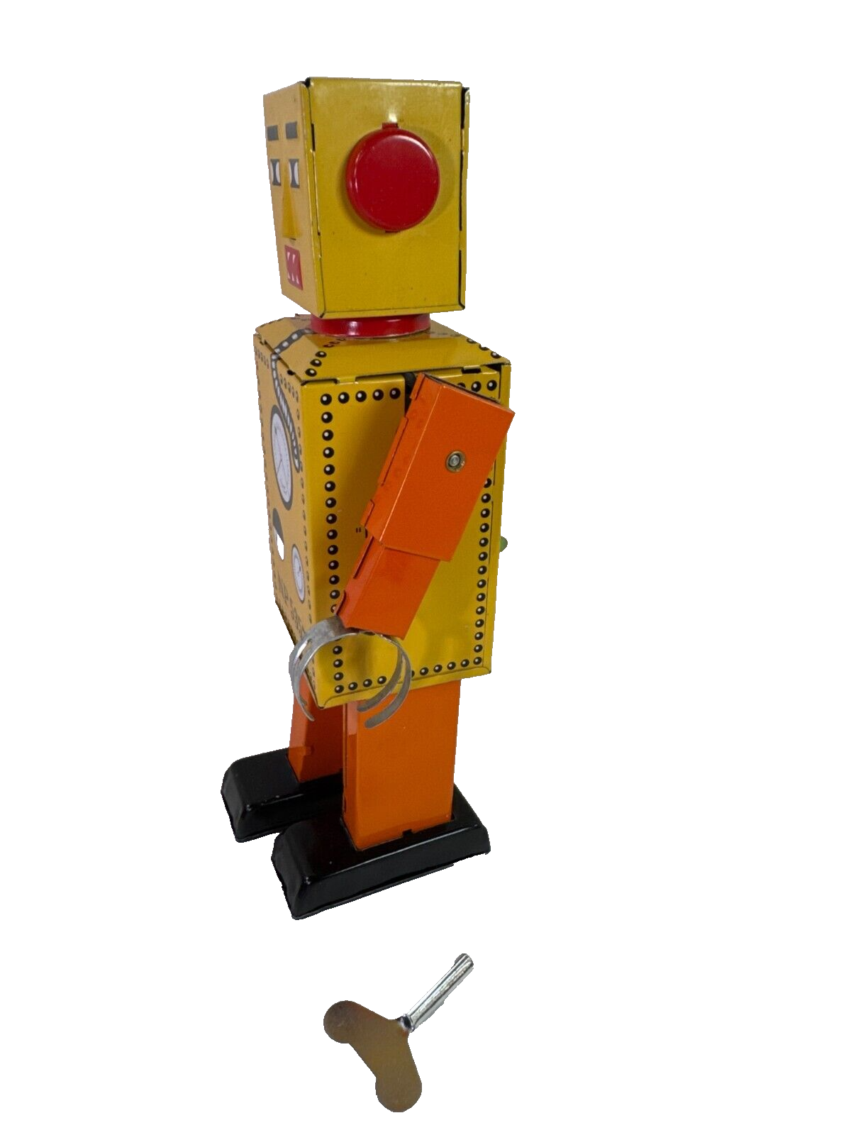 Schylling Lilliput Wind-Up Tin Robot NP5357 Yellow Retro Toy w/ Key & Box