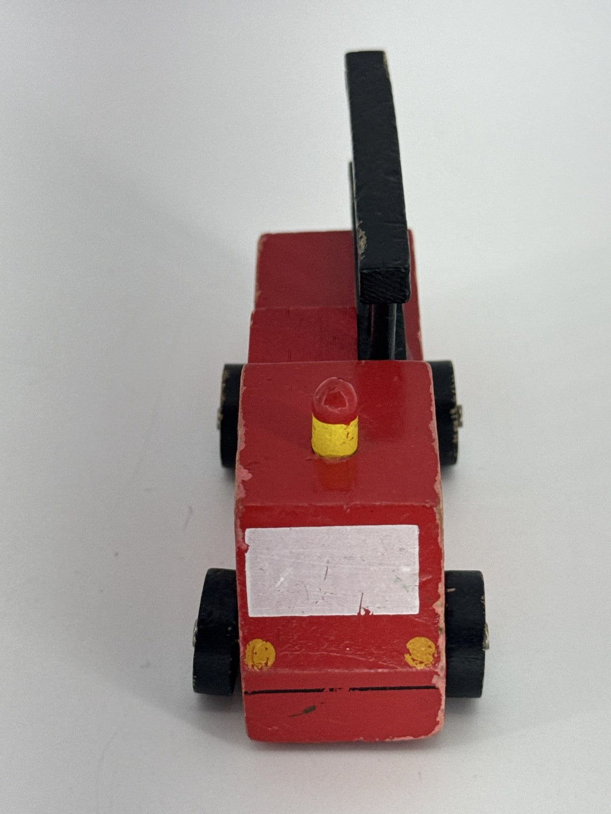 Wooden Fire Truck Toy Lakeshore Emergency Vehicle Red Black Ladder Play