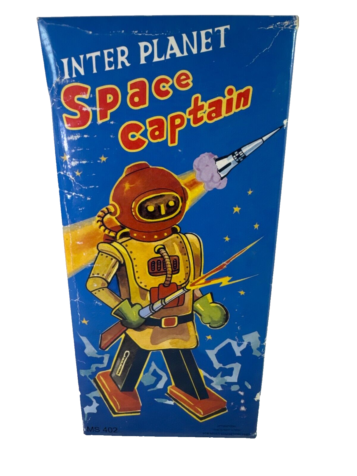 Vintage Schylling Inter Planet Space Captain Tin Wind-Up Toy w/ Box MS402