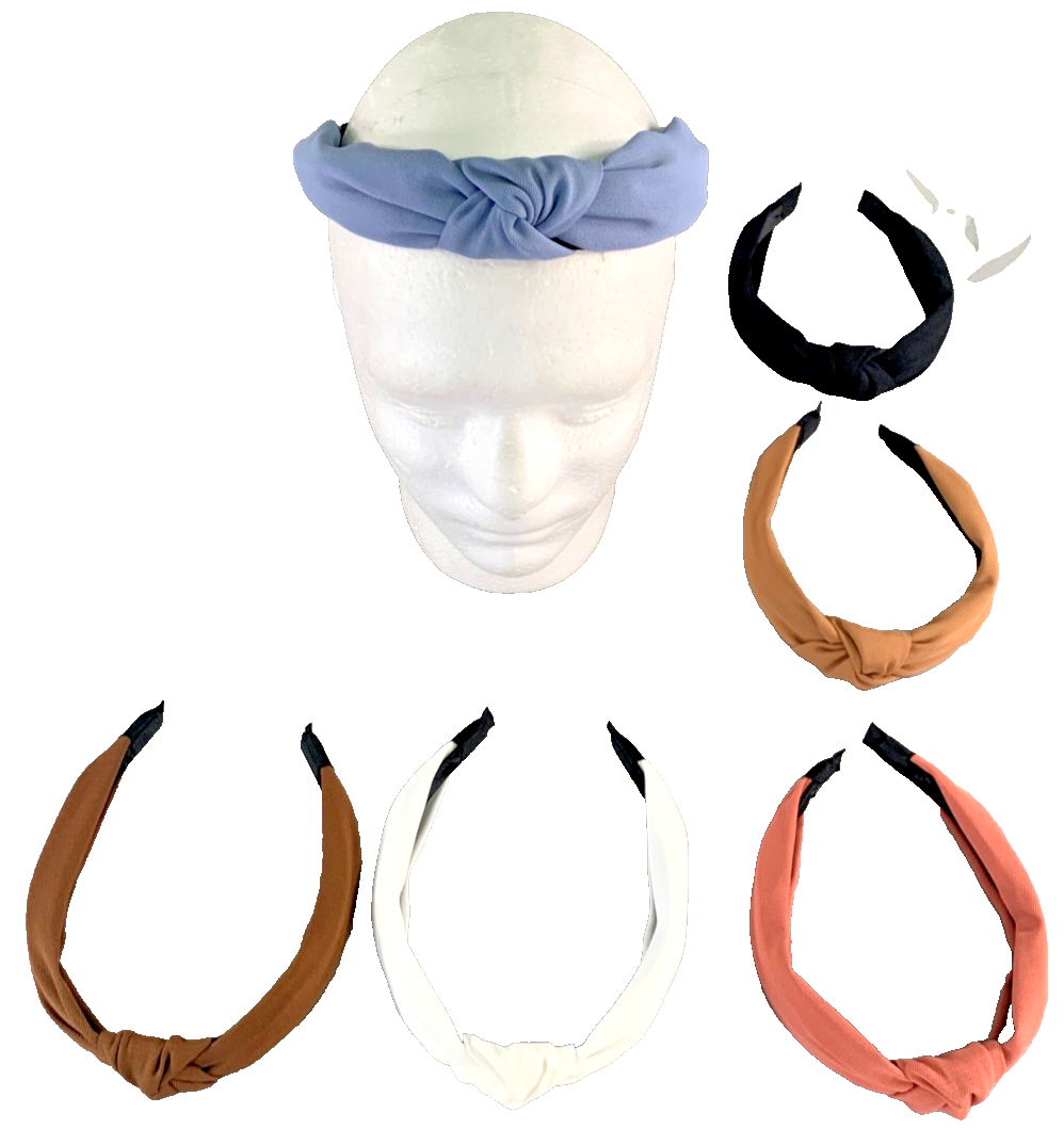 6PCS Knotted Headbands Women Girls Wide Hair Bands Solid Colors Turban Twist