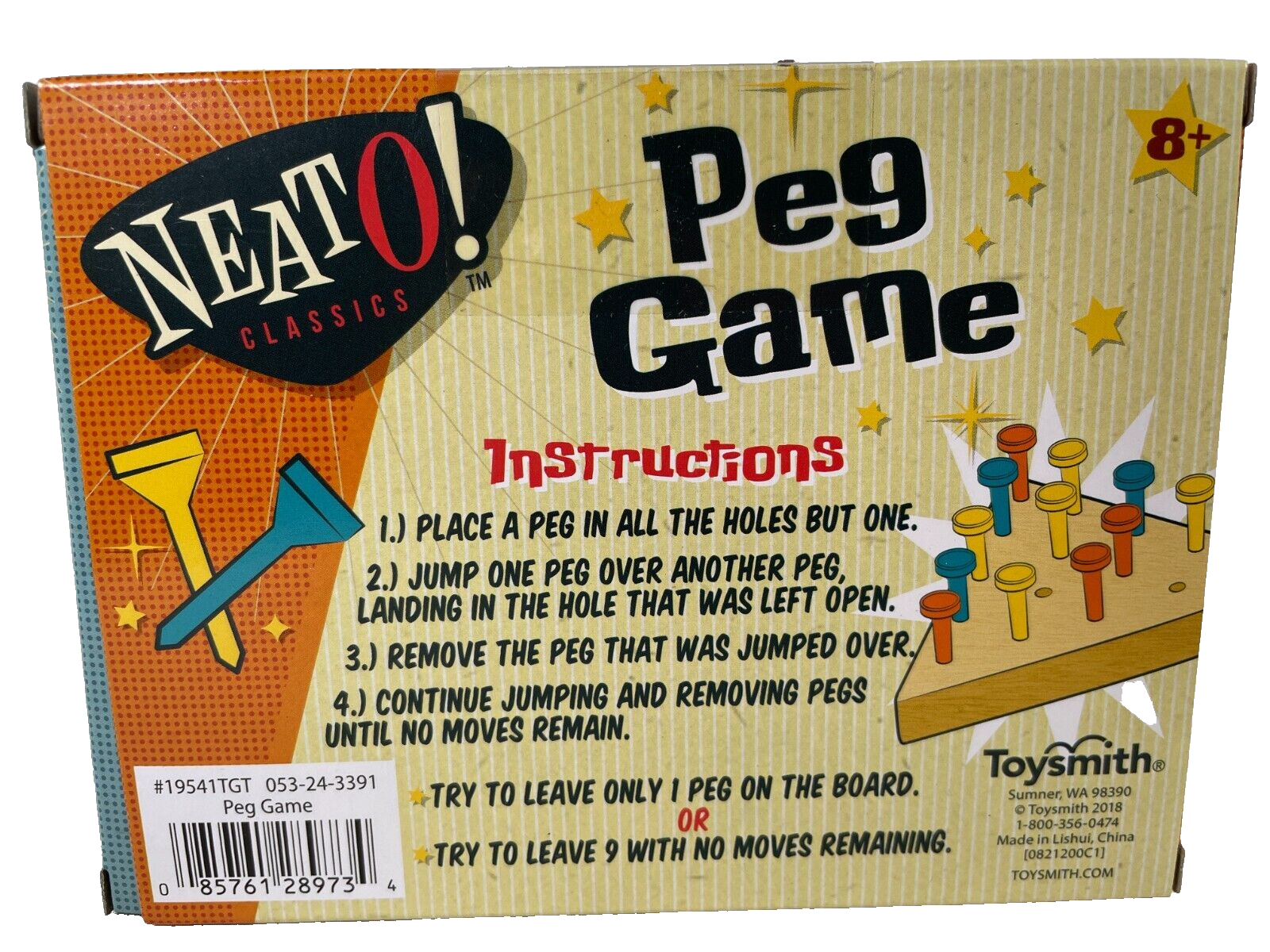 Neato Classics Wooden Peg Game Puzzle Brain Teaser Family Travel Toy Gift