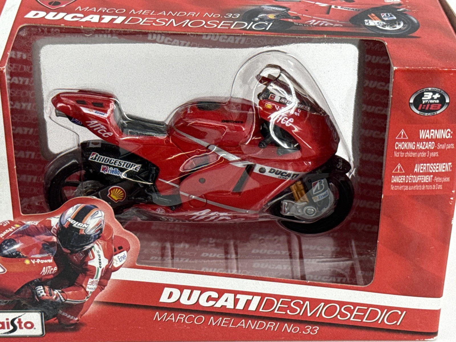 Maisto Ducati Desmosedici Marco Melandri #33 1:18 Red Diecast Motorcycle New
