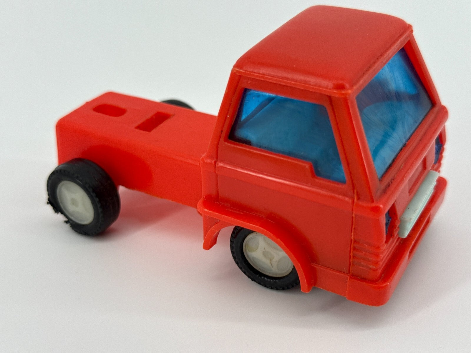 Vintage Red Plastic Cabover Semi Truck 1970s Hong Kong Toy Blue Windows HTF