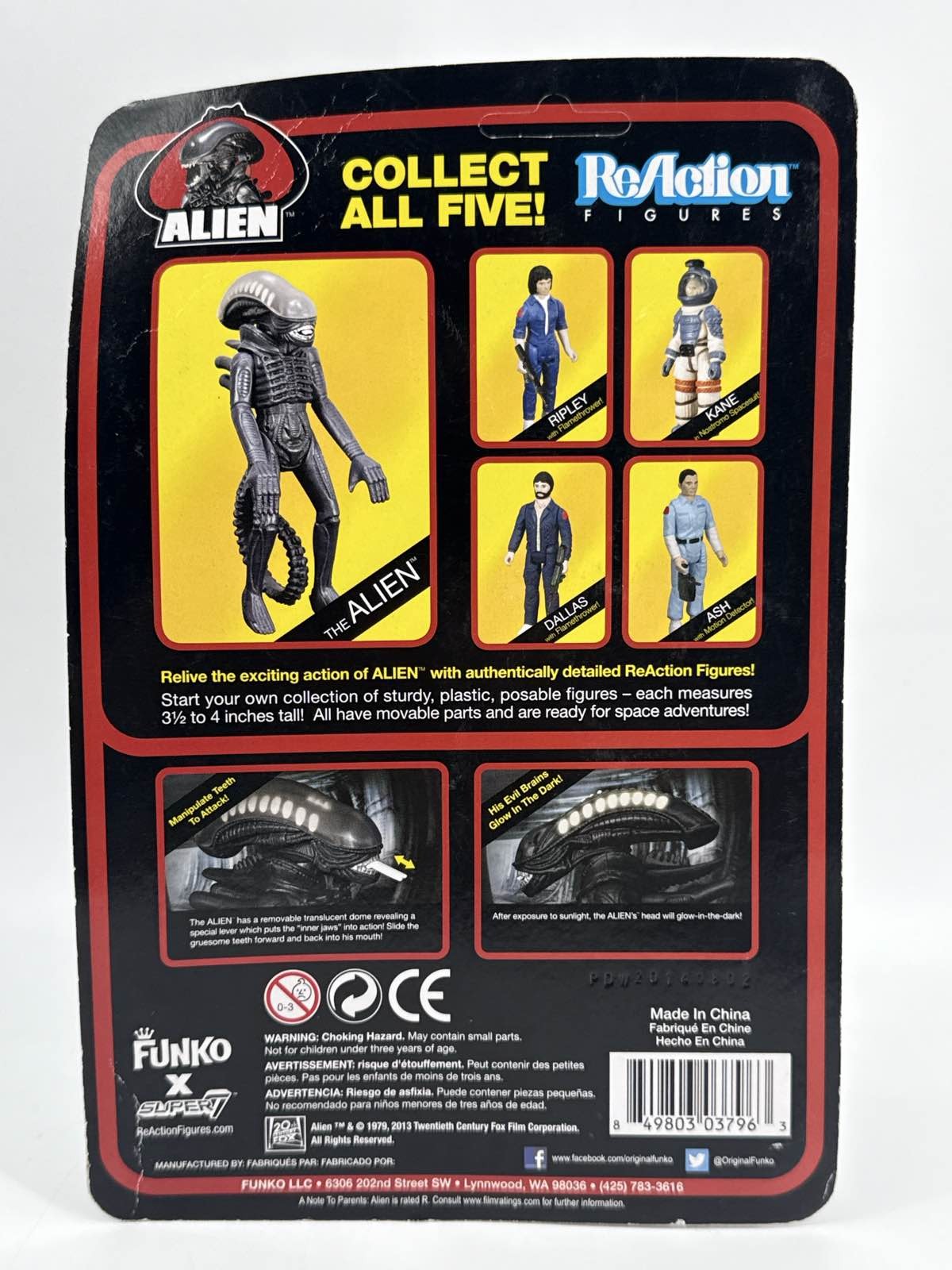Super7 ReAction Alien Xenomorph Figure 3.75" 1979 Film