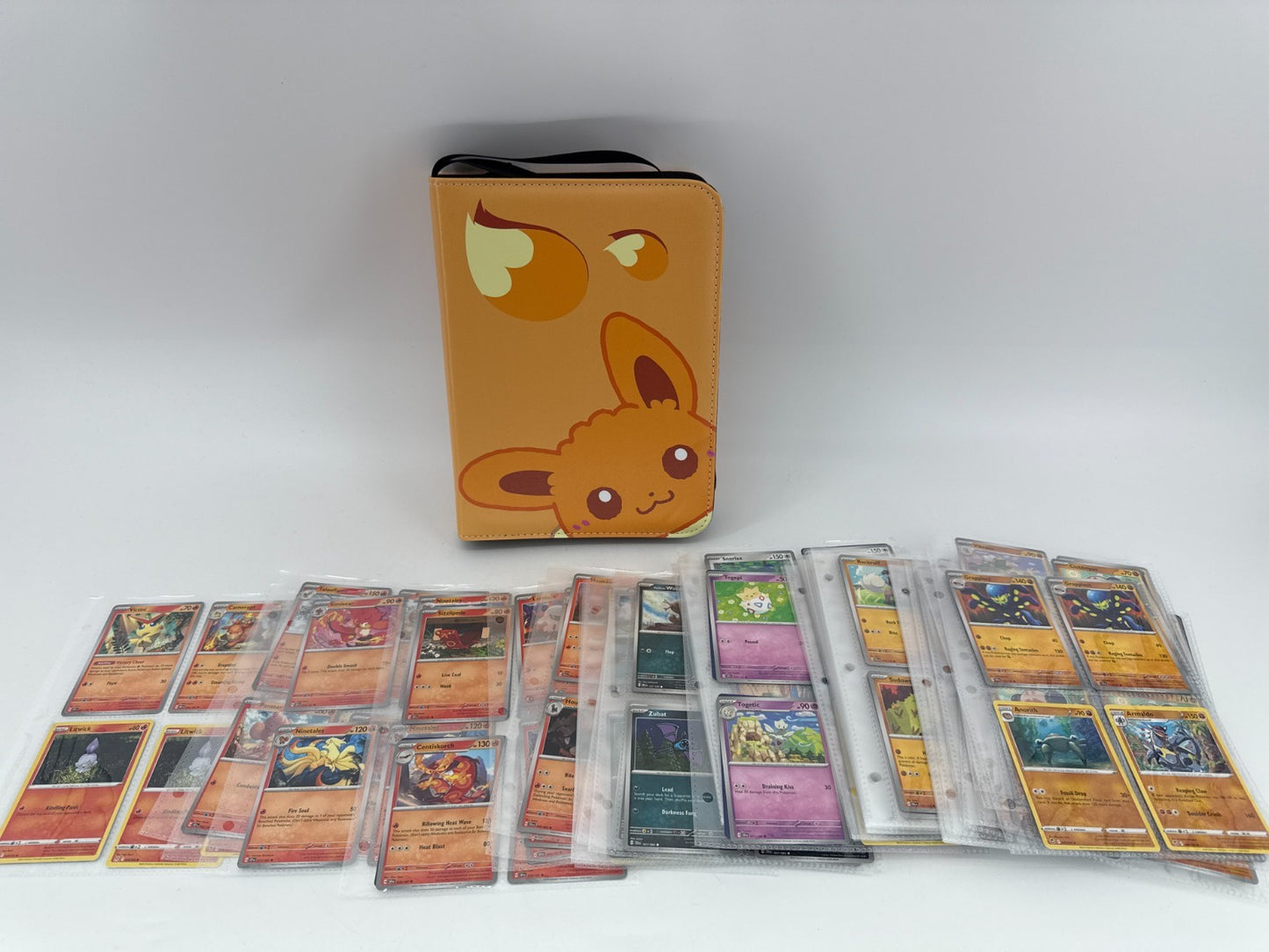 Pokémon Card Binder Lot Eevee Case 100+ Non-Holo Bulk Bundle Starter Set