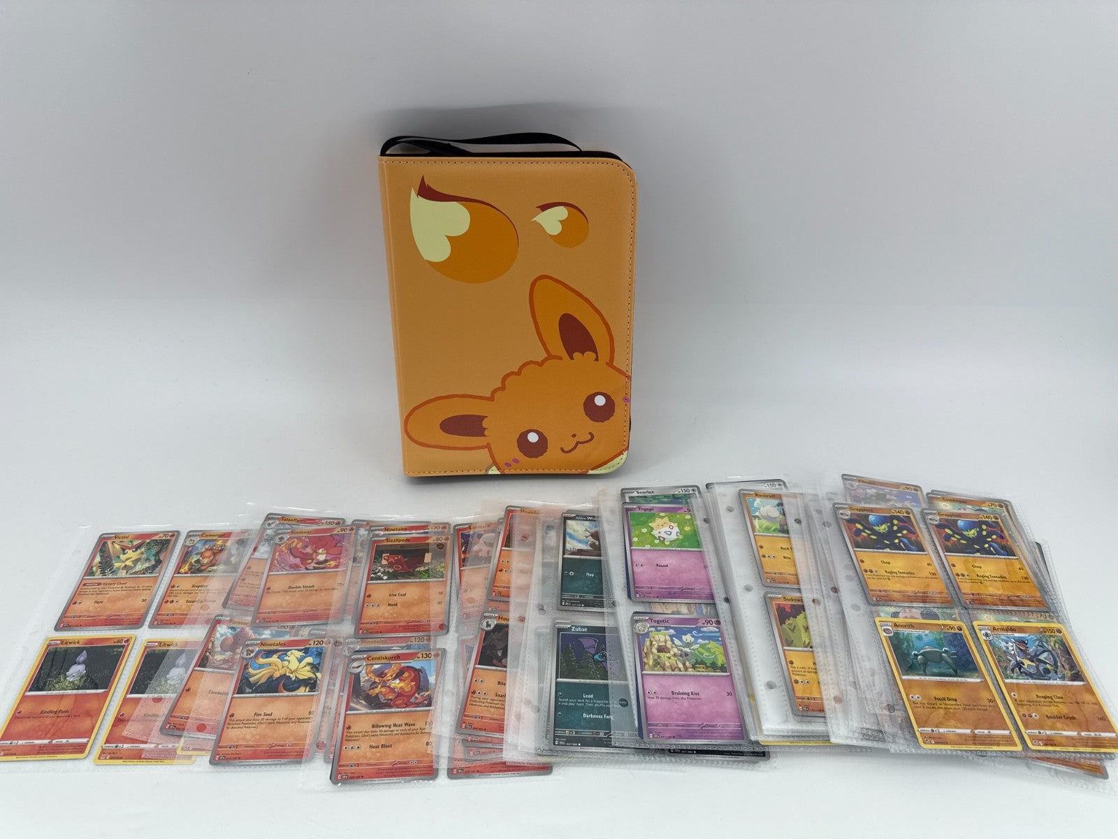 Pokémon Card Binder Lot Eevee Case 100+ Non-Holo Bulk Bundle Starter Set