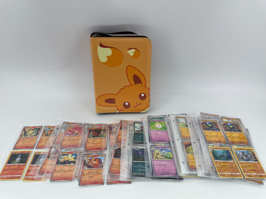 Pokémon Card Binder Lot Eevee Case 100+ Non-Holo Bulk Bundle Starter Set