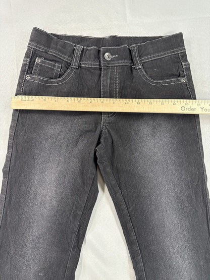 Faded Glory Flared Jeans 16R Womens 22x30 Black Denim Bell Bottom High Rise