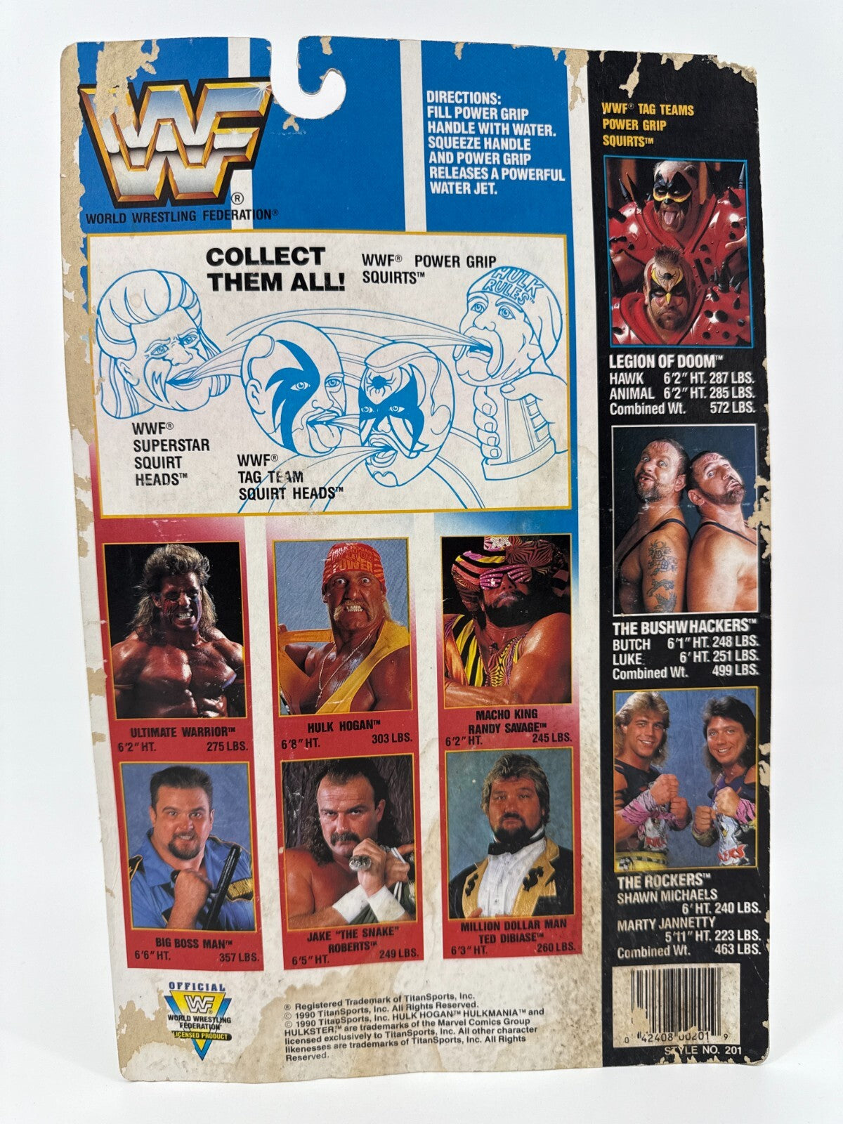 1990 WWF Hulk Hogan Power Grip Squirts MOC Water Toy Titan Sports WWE 3375 VTG