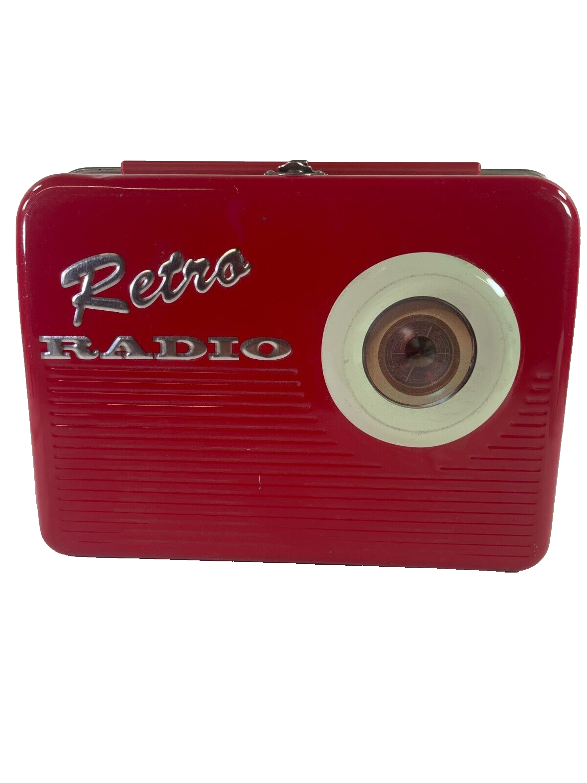 1950s Style Retro Radio Tin Lunch Box The Silver Crane Co. Red Vintage