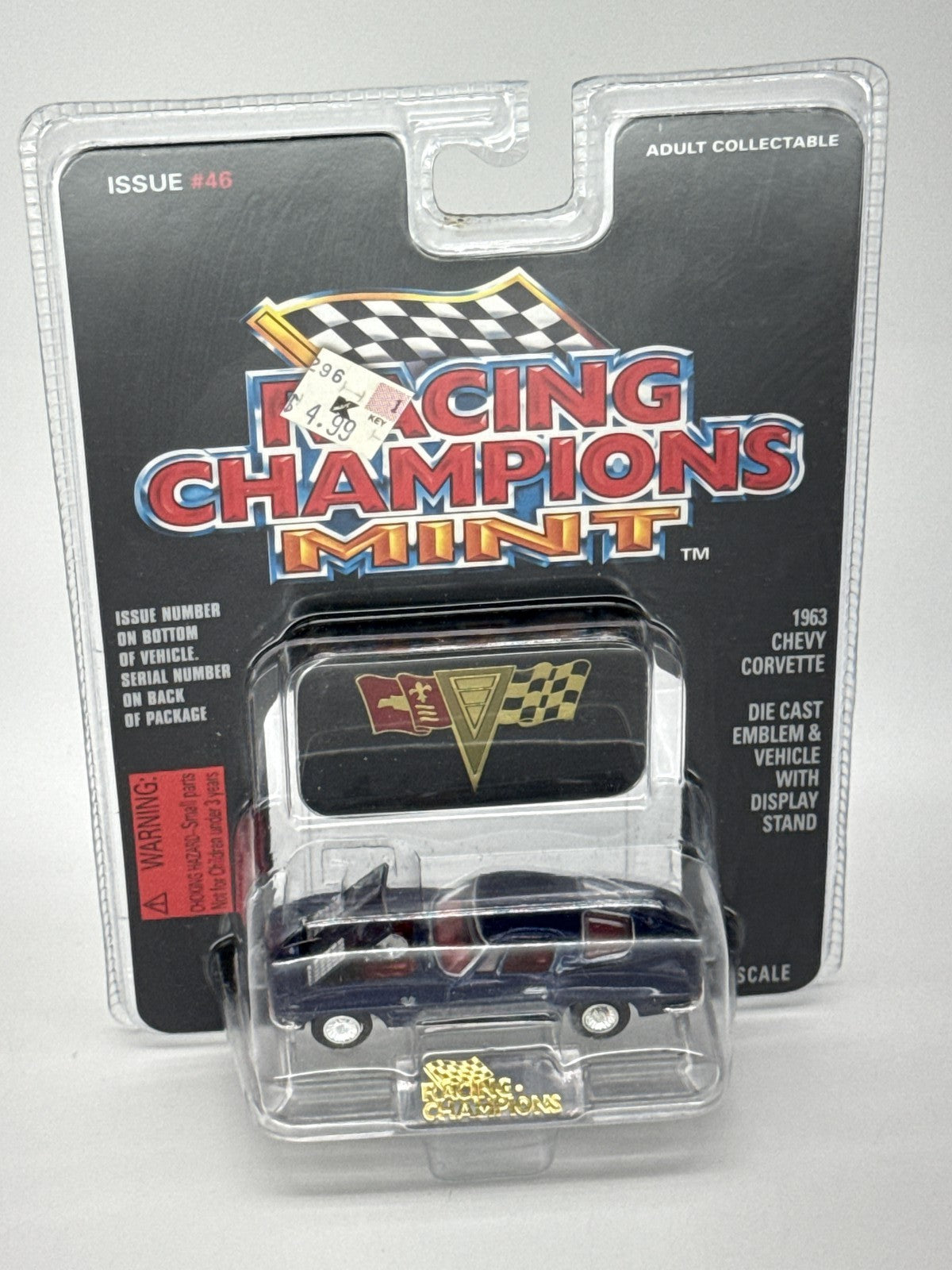 1996 Racing Champions MINT #46 1963 Chevy Corvette 1:53 Diecast Car Blue
