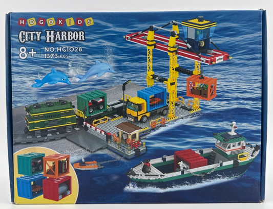 HOGOKIDS City Harbor Building Set HG1028 1373 PCS Port Train Ship Crane New