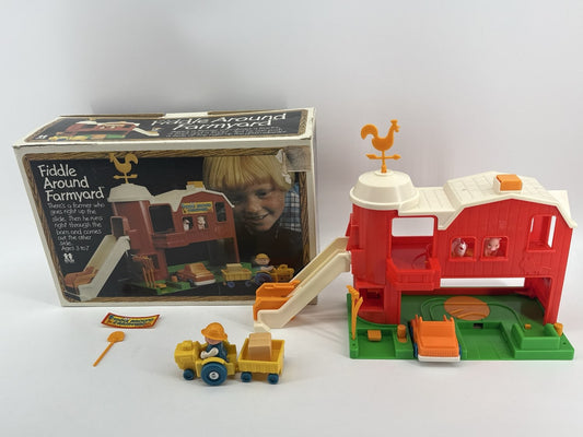 1981 Tomy Fiddle Around Farmyard Barn Playset 1053 Tractor Pickup Farmer