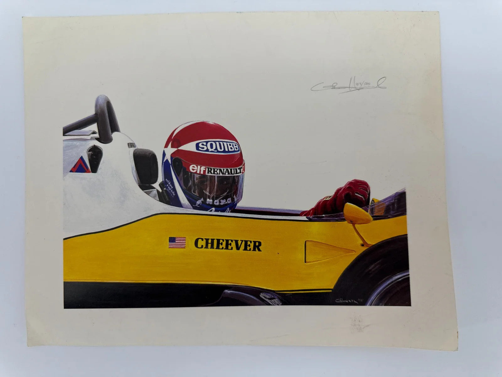 Cheever F1 Print Cademartori Signed 123 500 Renault Vintage Racing Art USA NWT