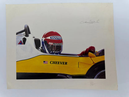 Cheever F1 Print Cademartori Signed 123 500 Renault Vintage Racing Art USA NWT