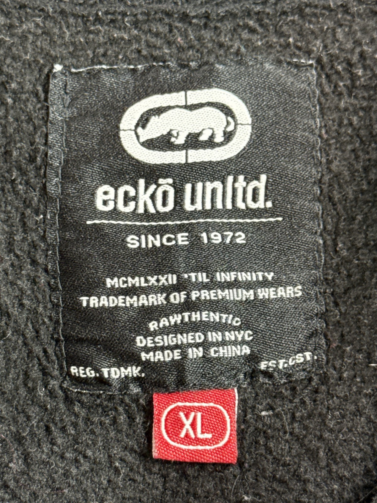 Ecko Unltd Rhino Graphic Zip Up Hoodie XL Black Cotton Streetwear Long Y2K